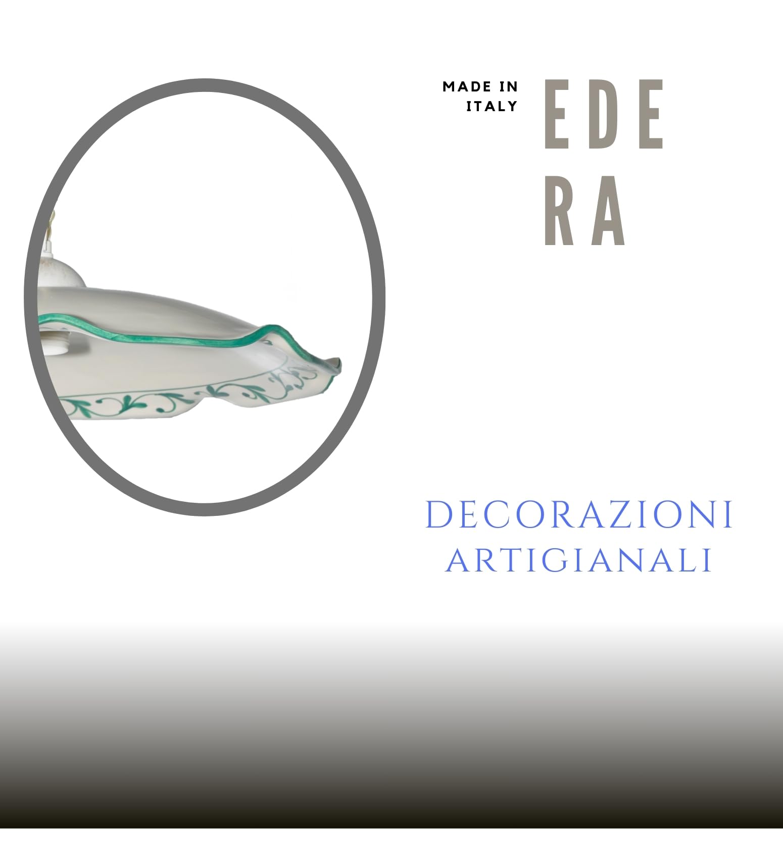 VANNI LAMPADARI - Sospensione Edera in Ceramica - Lampadario Decorato a Mano per Camera da Letto, Soggiorno, Cucina, Bagno - Made in Italy - 40 cm - Verde
