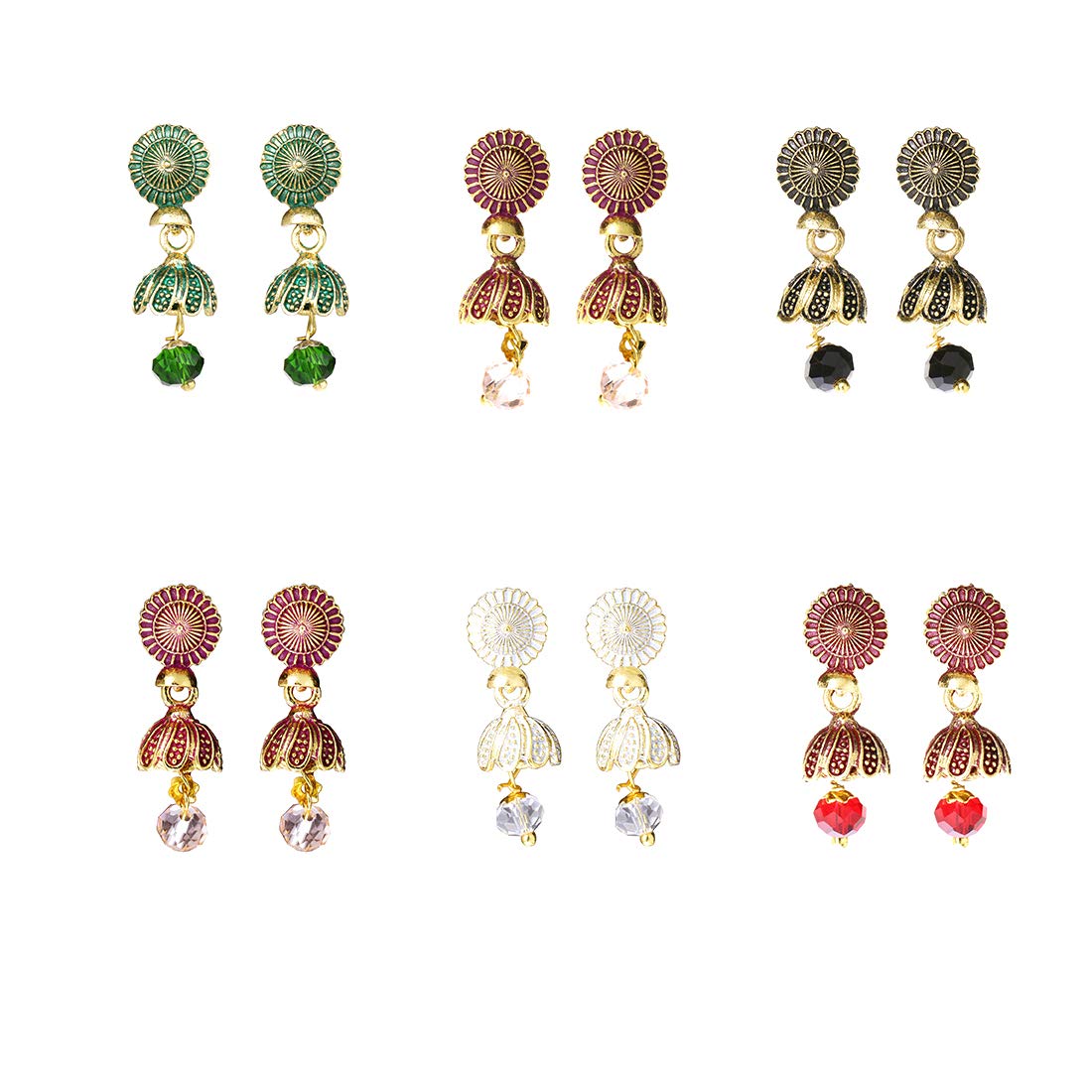 Yellow Chimes Jhumka Earrings for Women Combo of 6 Pairs Gold Toned Multicolor Traditional Beads Jhumki Earrings Set For Women and Girls. (B08PVZWHWZ) Amazon Price History, Amazon Price Tracker