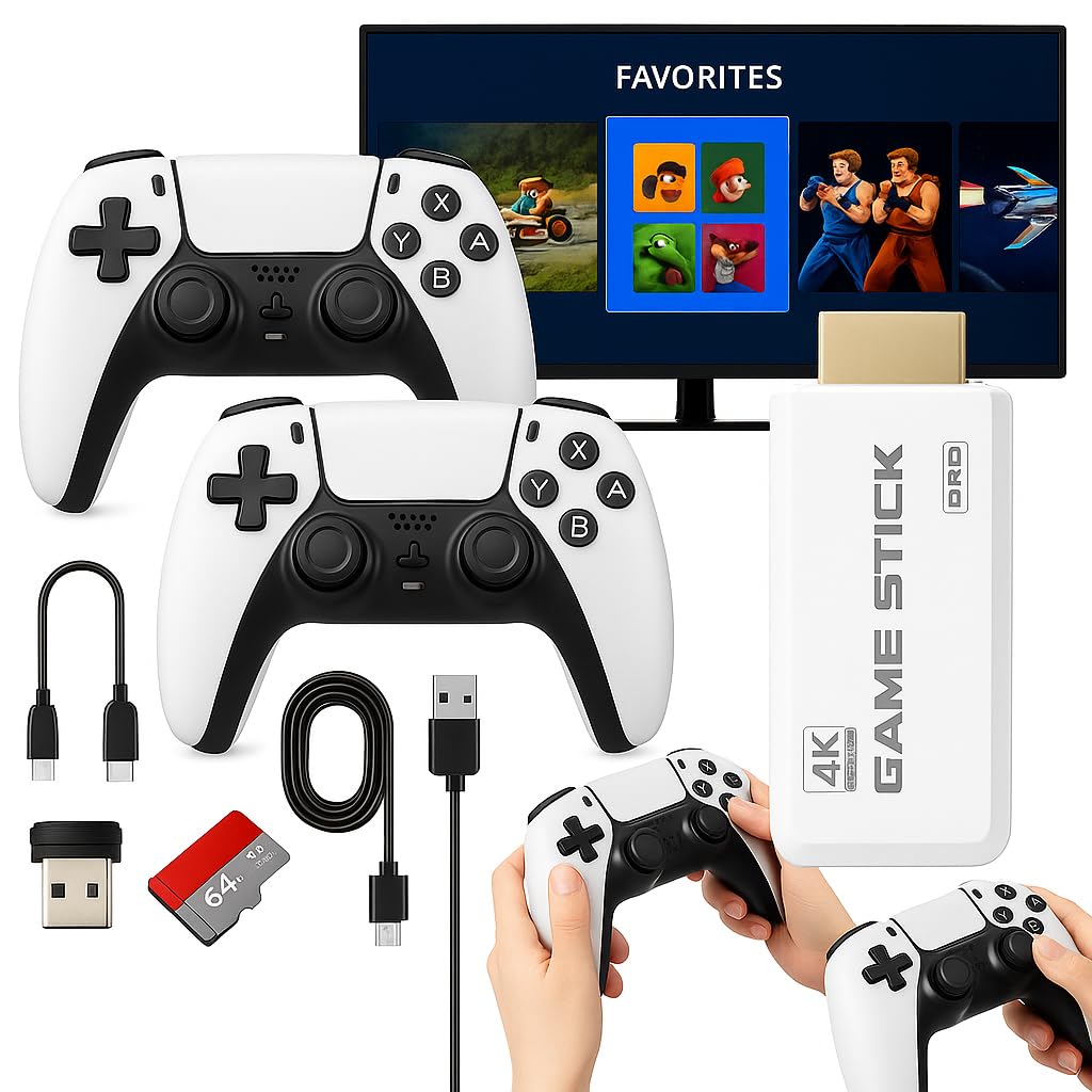 Konsola retro HDMI z 2 bezprzewodowymi kontrolerami i wbudowaną kolekcją gier
