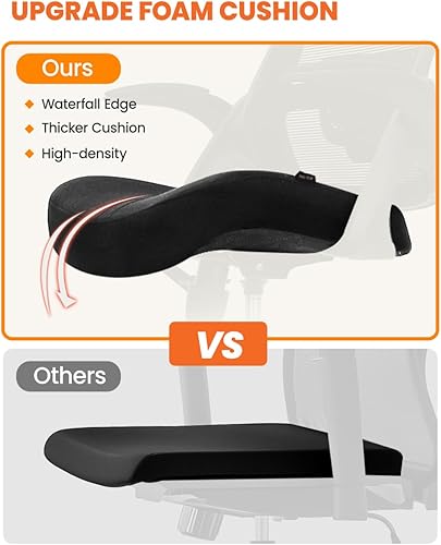 Miniatura 5 de NEO Chair Silla de oficina con respaldo alto, silla de malla, cómodo asiento de computadora para juegos con reposacabezas ergonómico ajustable,