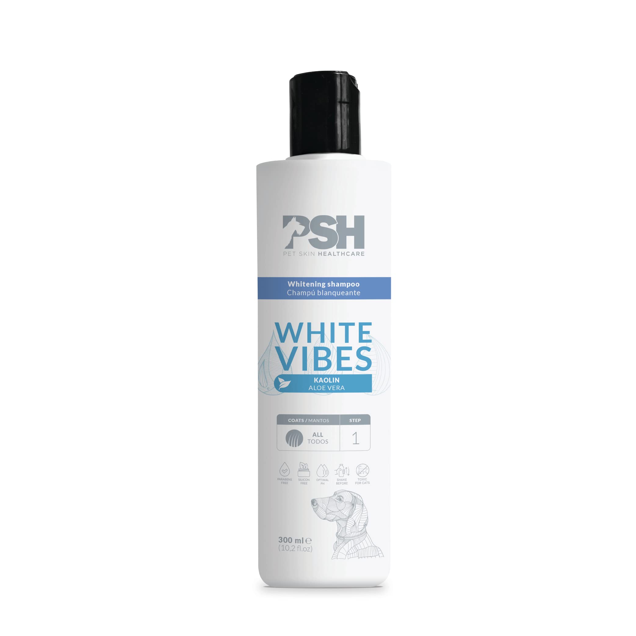 PSH Whitening Vibes Shampoo - Champú para Perros de Pelo Blanco - 300 ml