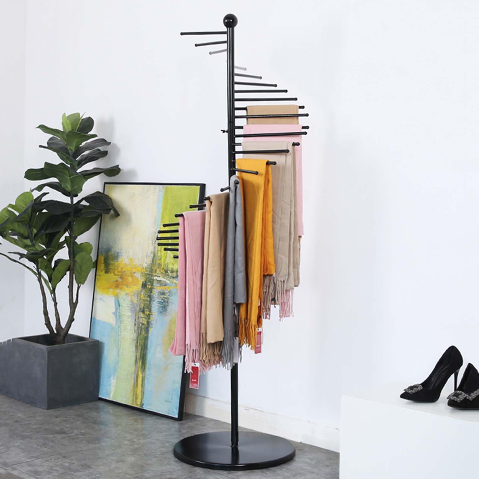 Perchero de metal en espiral para bufandas, cinturones y organización de ropa en tiendas minoristas