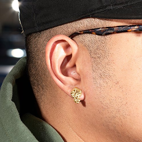 10K Yellow Gold Nugget Earrings (0.77" x 0.46")3