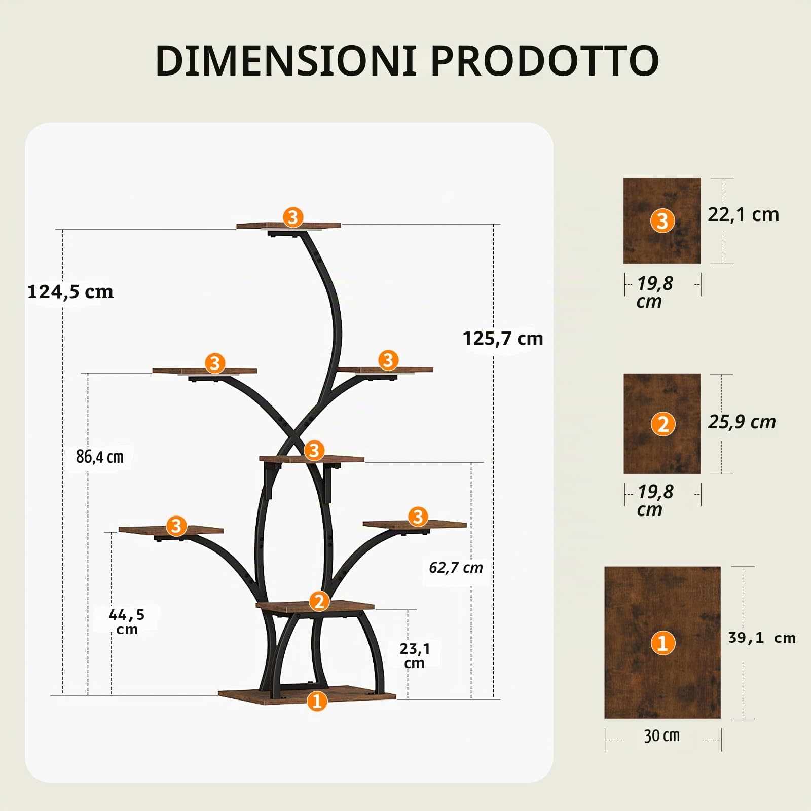 CODACE Supporto per piante da interno con luci di crescita, 6 ripiani, da 127 cm