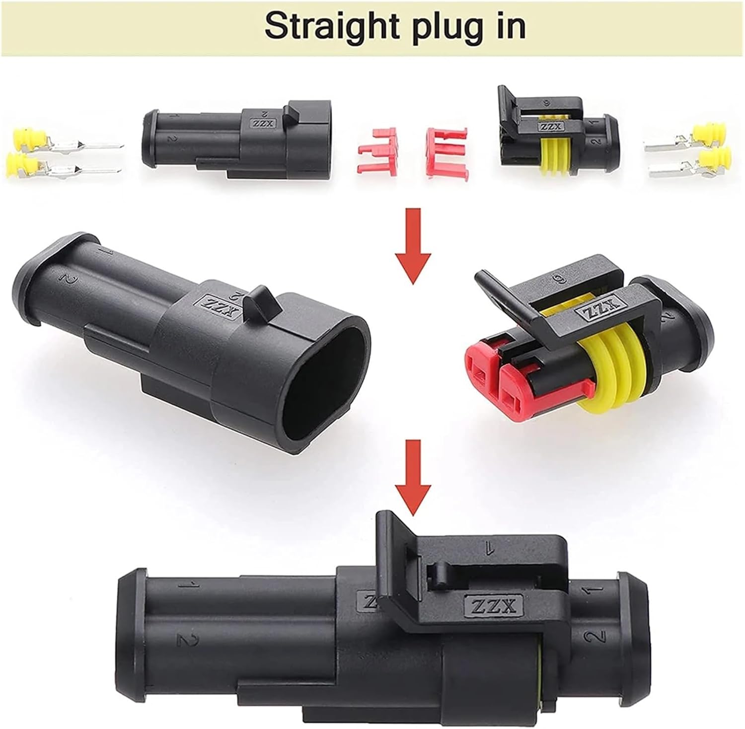 352/708pcs terminales eléctricos conectores eléctricos Wire connecteur 2/3/4 pin 26 Sets Connector Terminal 12A (708pcs,Connector)