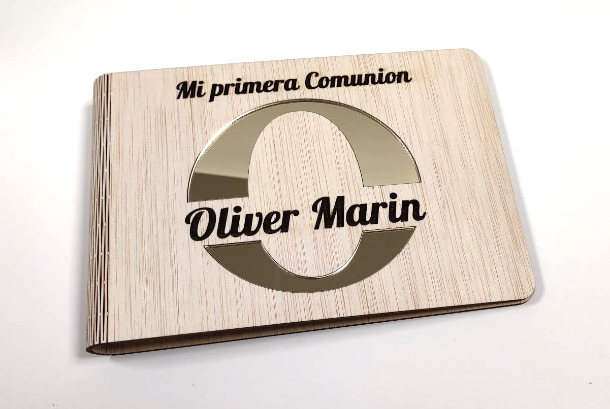 CrisPhy Libro de Invitados Personalizado de Madera para Bodas, comuniones, Bautizo, Eventos, Album Foto Personalizado