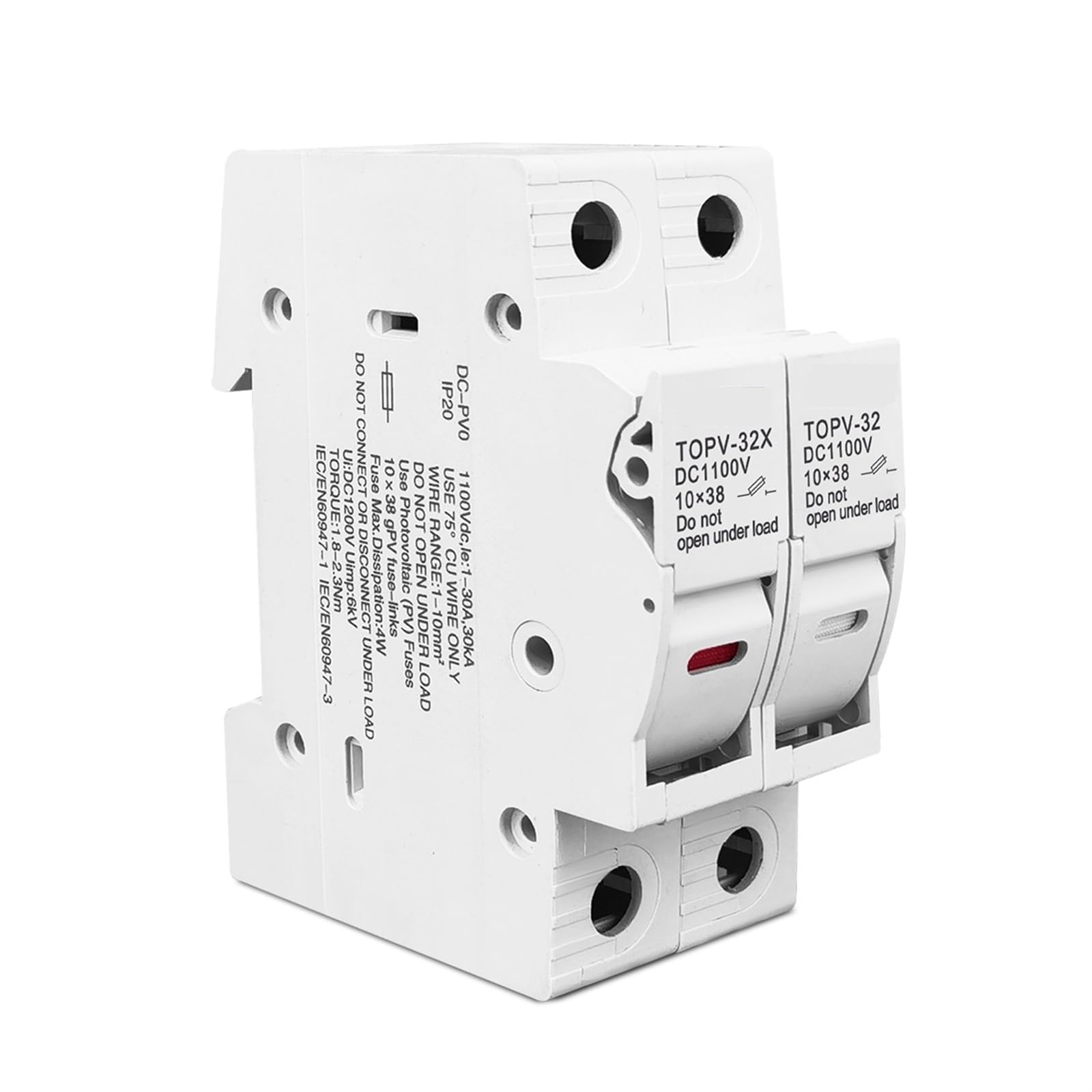 DC-Sicherungshalter 10 x 38 mm, Hochspannung, Solar-PV, 1100 V, TOPV-30-Basis, Photovoltaik-System-Schutz, GpV, 1 Stück, 2 Stück(Color:1P With LED)