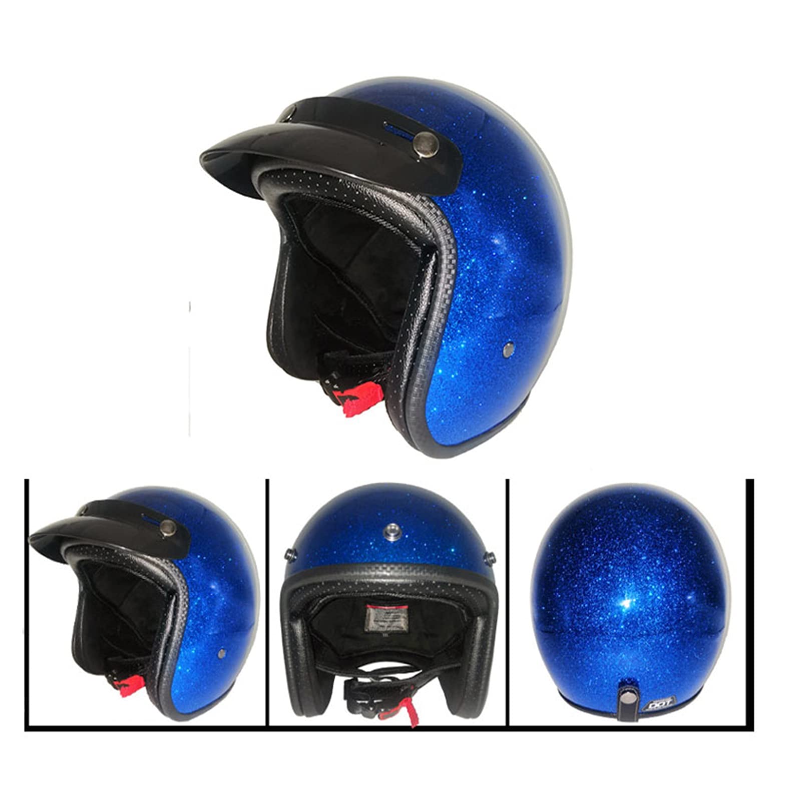 Casco Da Motociclista In Stile Americano Mezzi Caschi Moto Veicolo Elettrico Scooter Casco Aperto Per Uomini E Donne Casco Jet Retrò Per Adulti Con Occhiali Omologato ECE Bright Black2,L