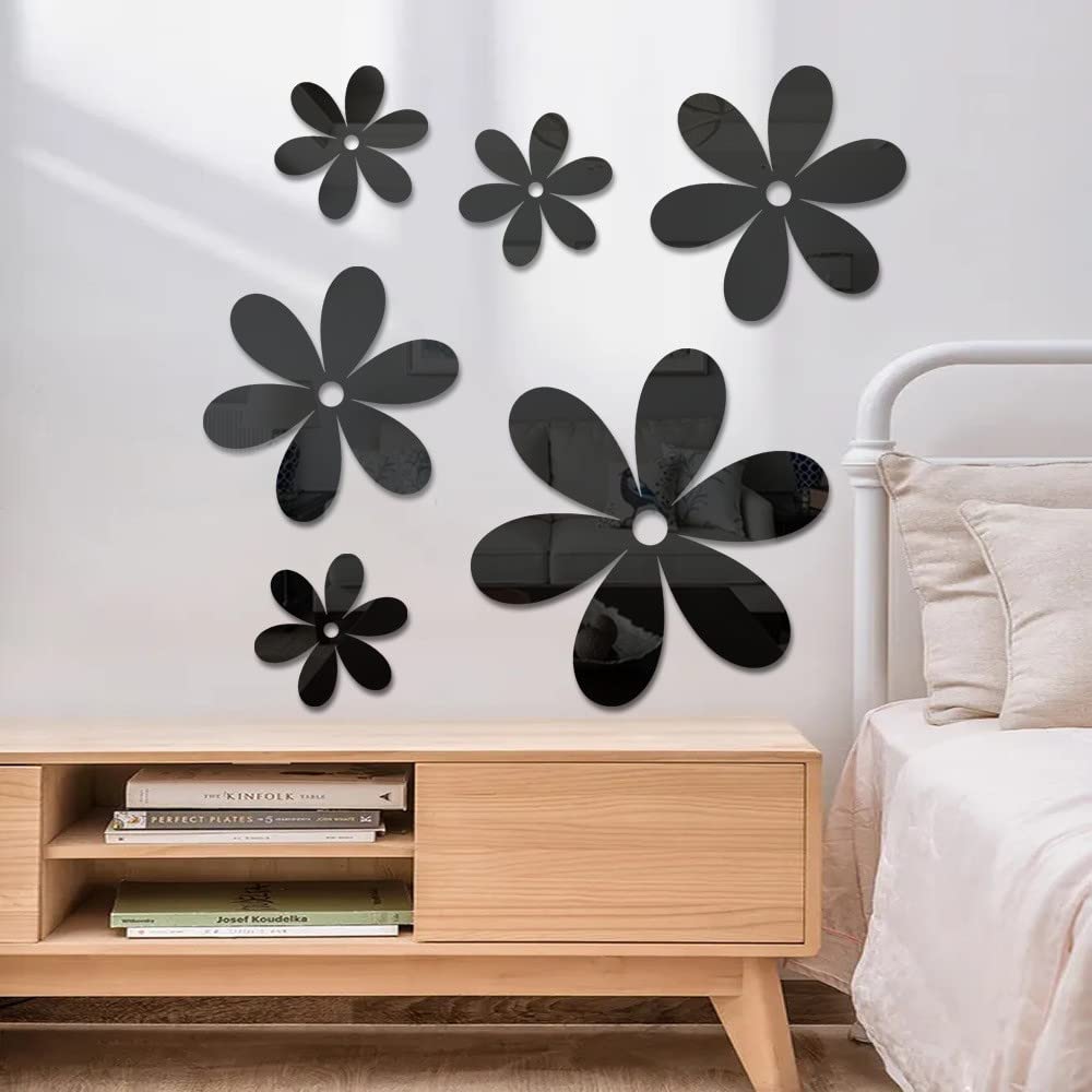3D Spiegel-Wandaufkleber – Silber, Blumenrebe, 78x60 Cm, Abnehmbar & Dekorativ