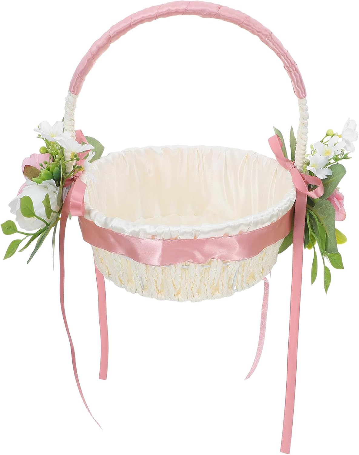 SHINEOFI Flower Girl Basket For Wedding, Bridal Flower Basket With Handle, Petal Holder For Ceremony Party Supplies