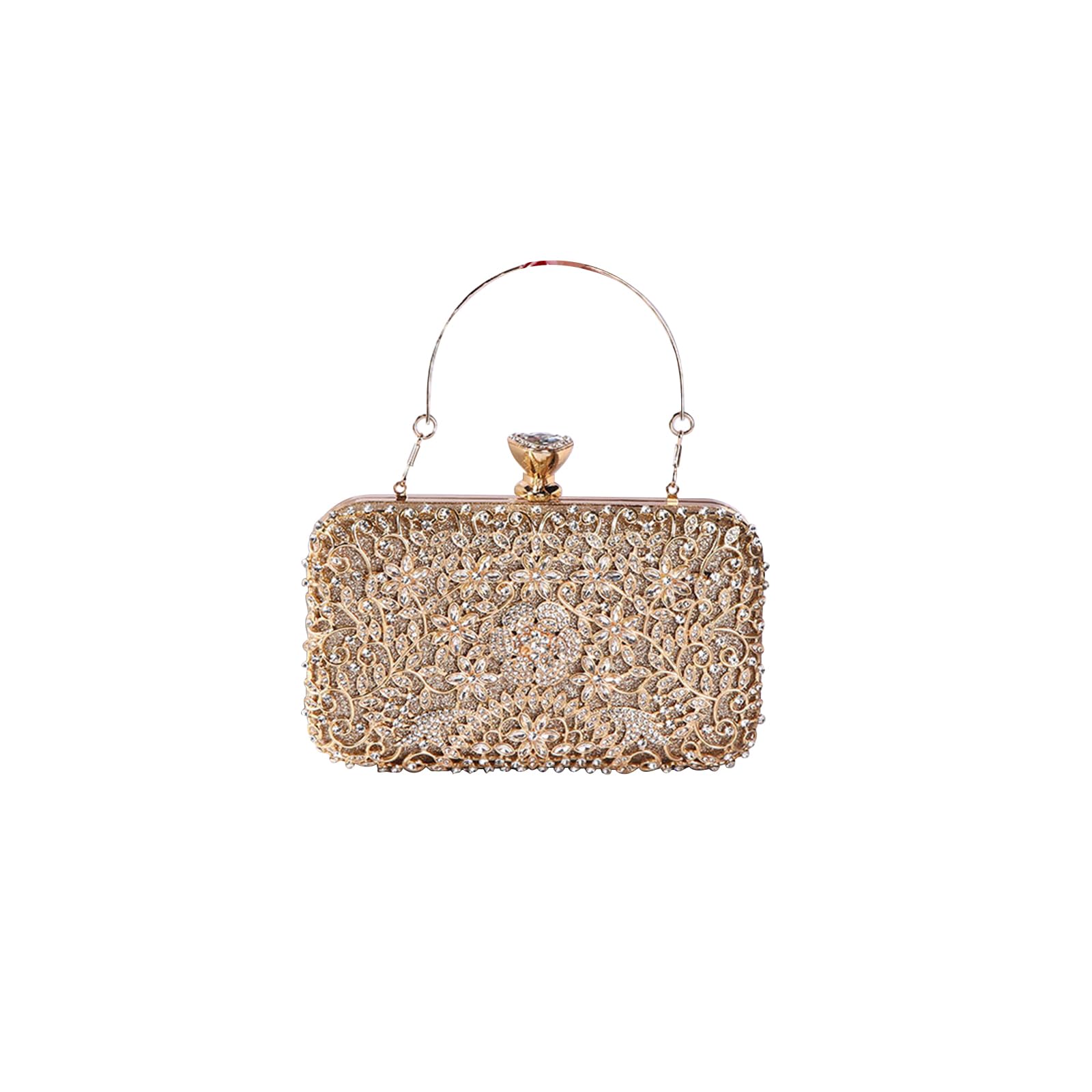 CORIOS Rhinestone Evening Clutch for Women - Sparkly Sequin Purse, Crystal Handbag, Glitter Shoulder Crossbody Bag for Bridal Wedding, Cocktail Prom Party Banquet - Gold