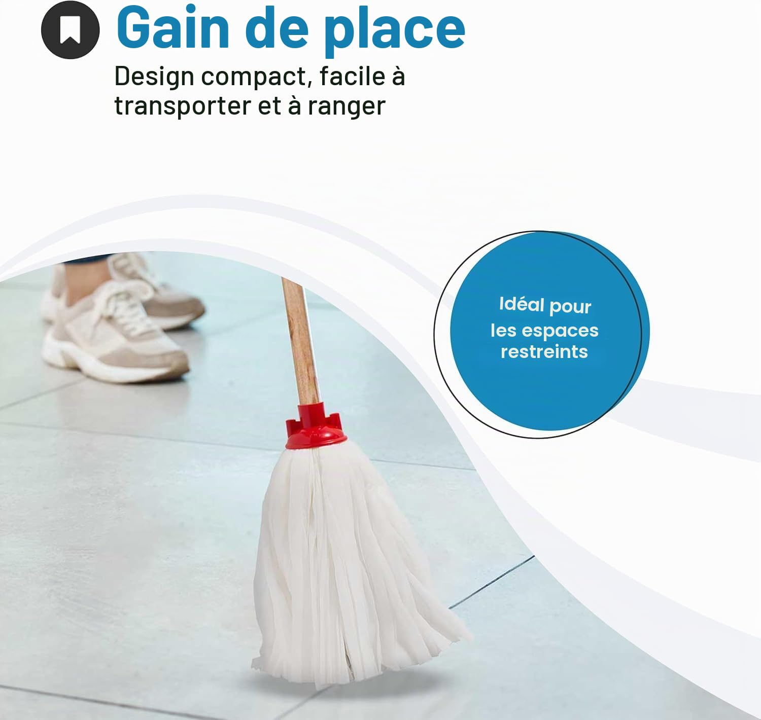 Tomaino - Seau de lave vaisselle double baignoire en plastique - Balai de nettoyage 7 litres avec presse-papiers - 2 bacs pour eau propre et sale (seau + 2 pièces de rechange micorfibre)
