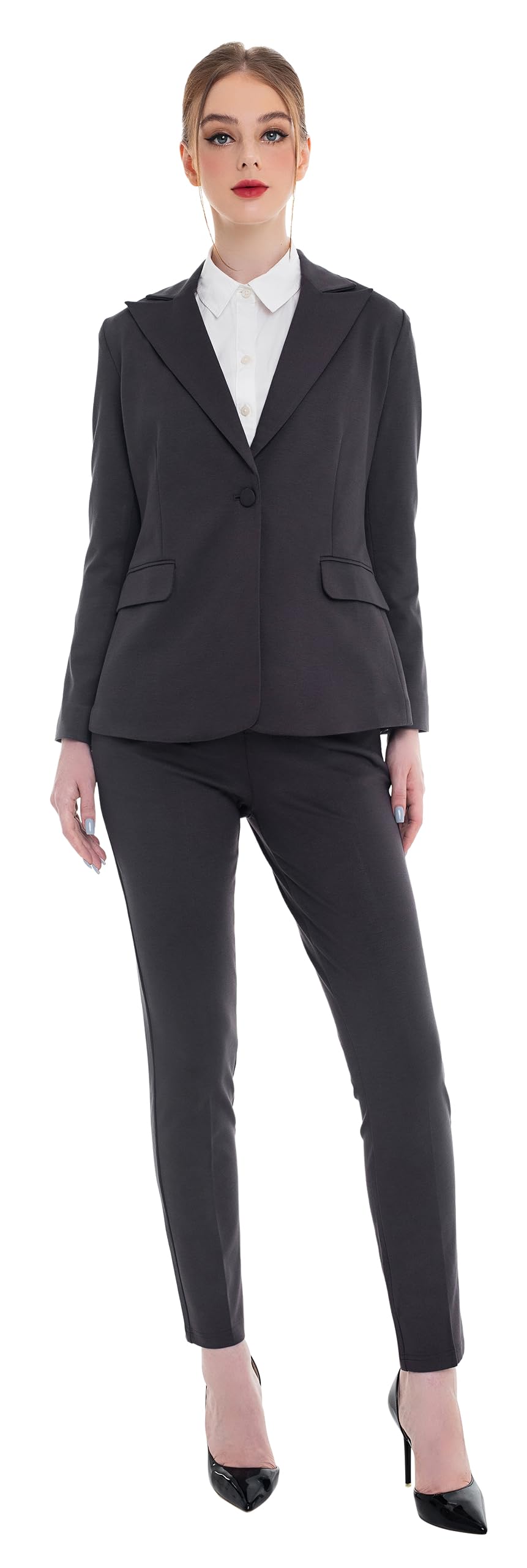 Marycrafts Damen Hosenanzüge Set - Professioneller Business-Anzug Blazer und Hose 2-teiliges Outfit