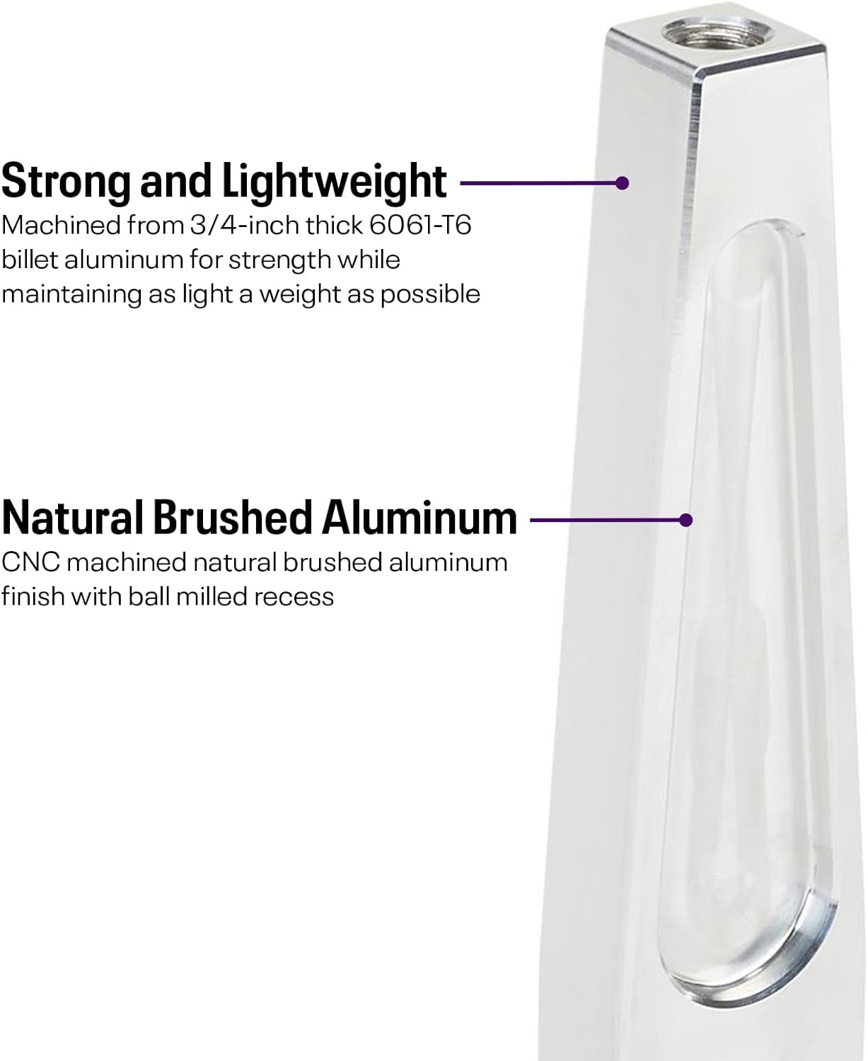 Speedway Motors Machined Billet Aluminum Shift Lever, No Holes, 6 Inch-30 Deg.