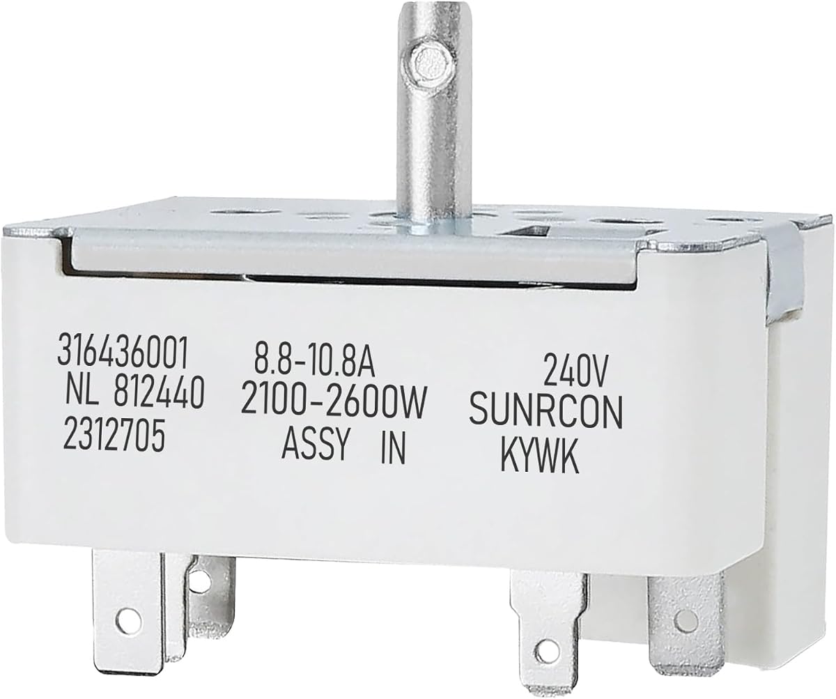 316436001 316021501 Range Infinite Switch for the Large Surface Burner | Control Switch Fits for Frigidaire, Kenmore Range/Ovens, Replaces Parts: 5304506425 1155395, AP3885460, PS1145040, EAP1145040