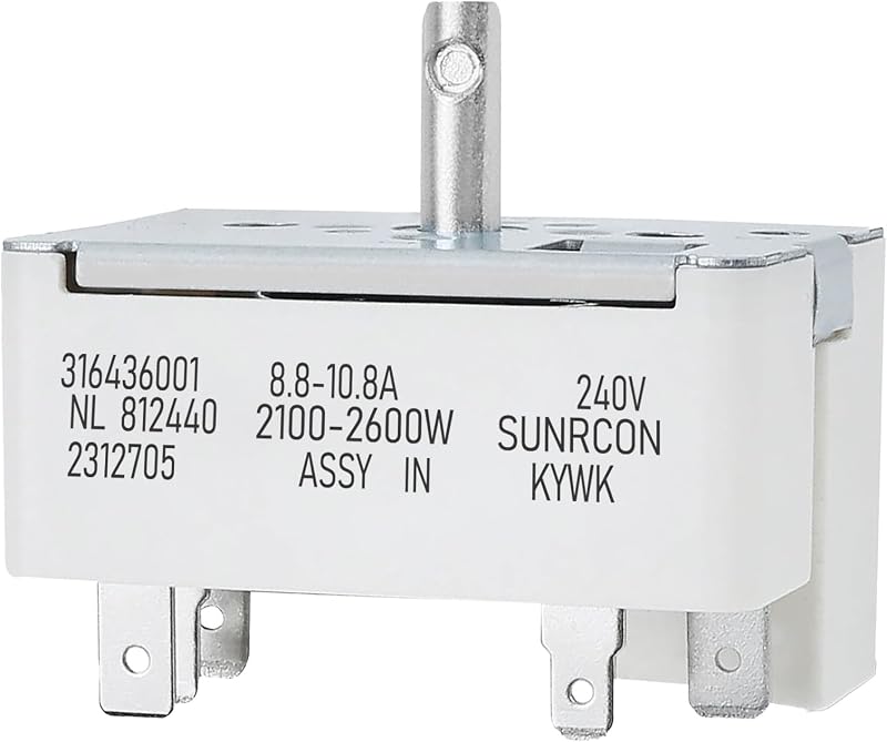 316436001 316021501 Range Infinite Switch for the Large Surface Burner | Control Switch Fits for Frigidaire, Kenmore Range/Ovens, Replaces Parts: 5304506425 1155395, AP3885460, PS1145040, EAP1145040