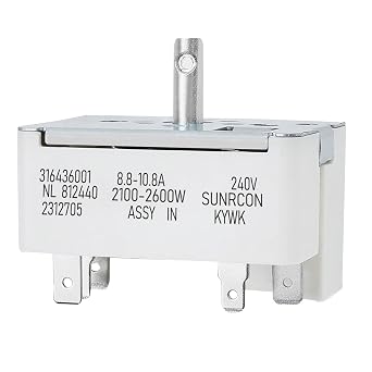 316436001 Range Switch Surface Burner Control Switch Compatible with Frigidaire/Kenmore Stove Electric Range Switch Replace 316021501, 5304506425, 1155395