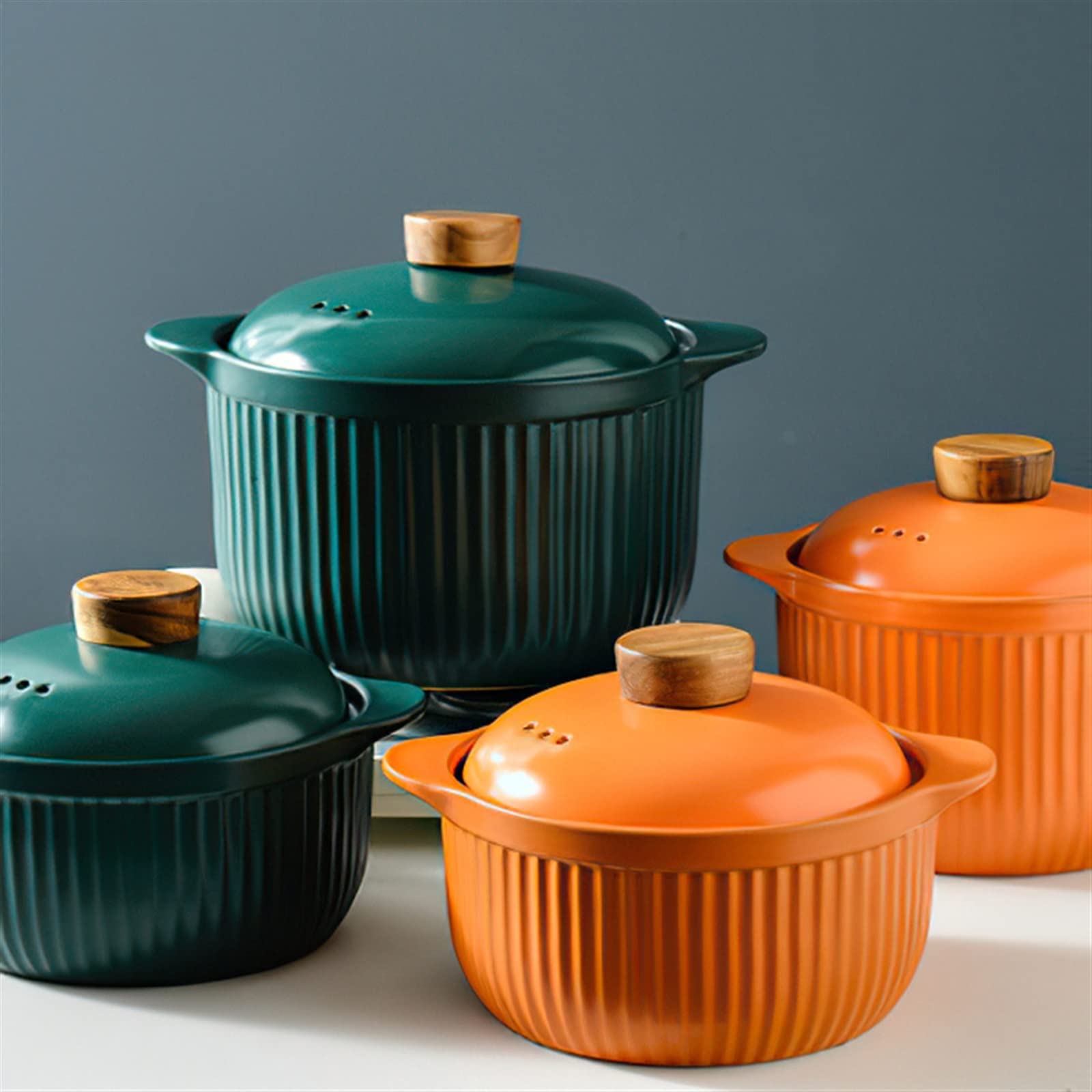 Garnek ceramiczny do gotowania zupy pomarańczowo-zielony okrągły kuchenka gazowa patelnia do smażenia zupy artykuły gospodarstwa domowego