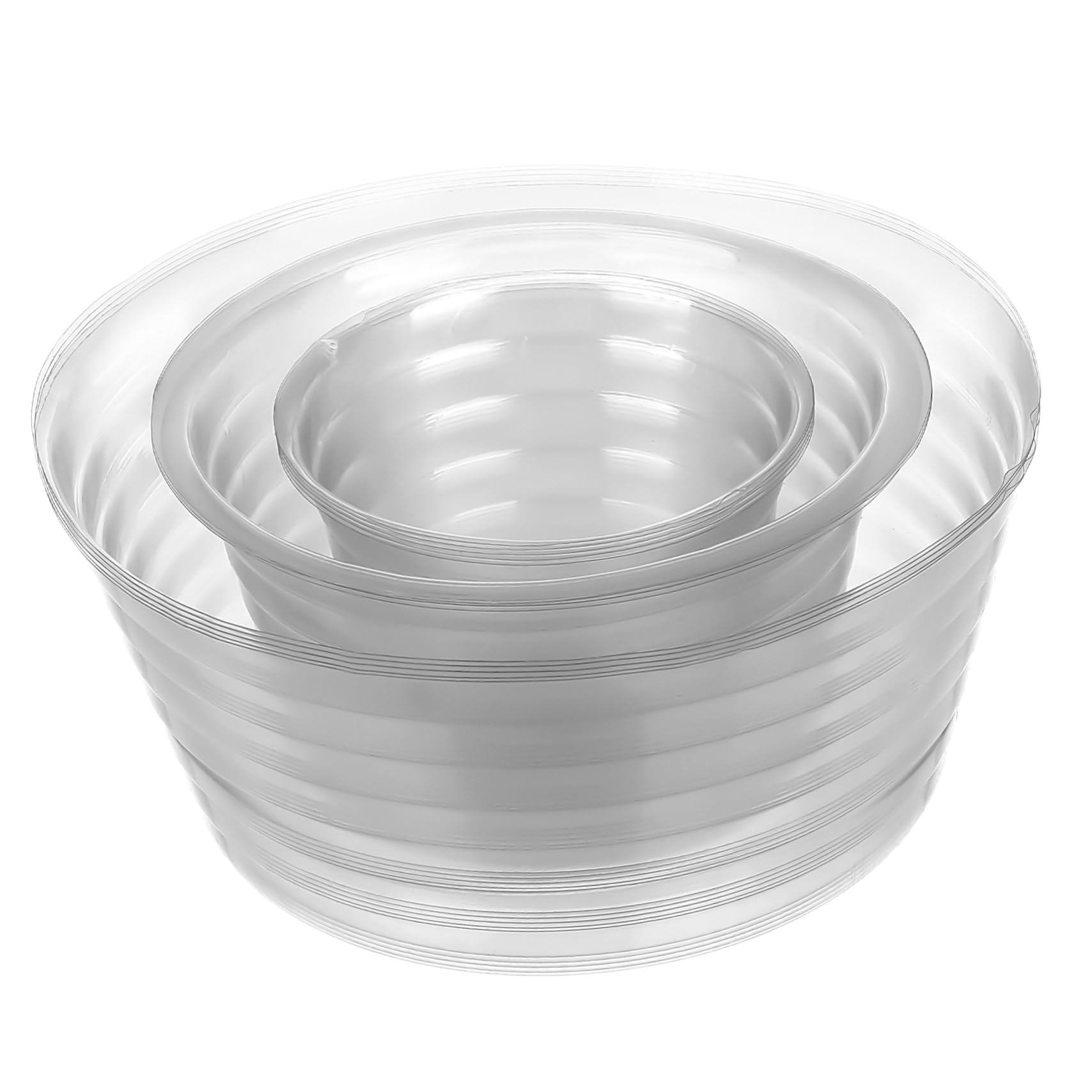 VICASKY 15Pcs Clear Plastic Planter Liners for Nursery Pots Easy to Use Water Catcher Trays for Hanging Plants and Flowerpots