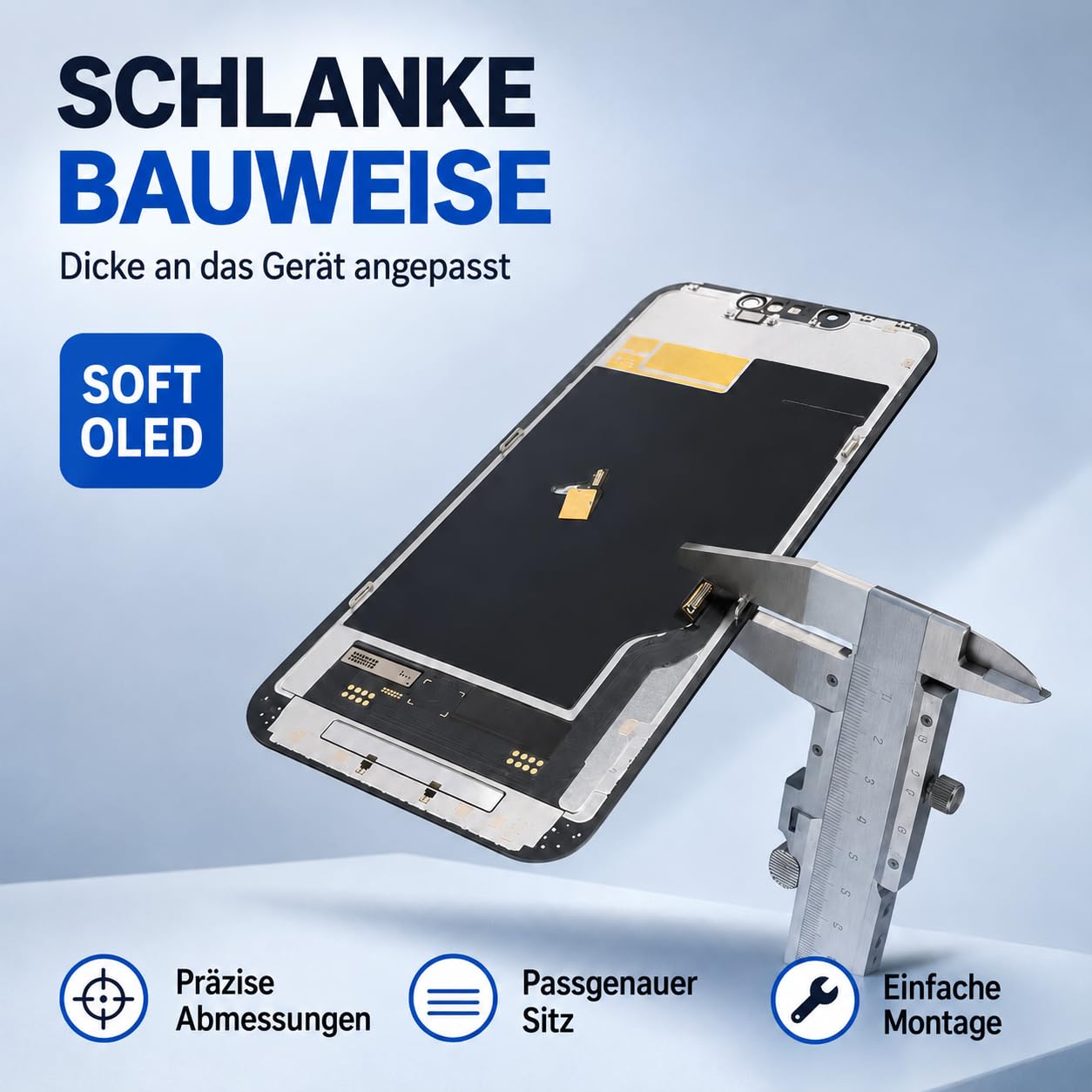 It'Go Soft OLED Display für iPhone 15 Pro A2848, A3101 LCD Bildschirm Ersatz Touchscreen mit Werkzeug Schwarz mit Rahmen Hohe Qualität