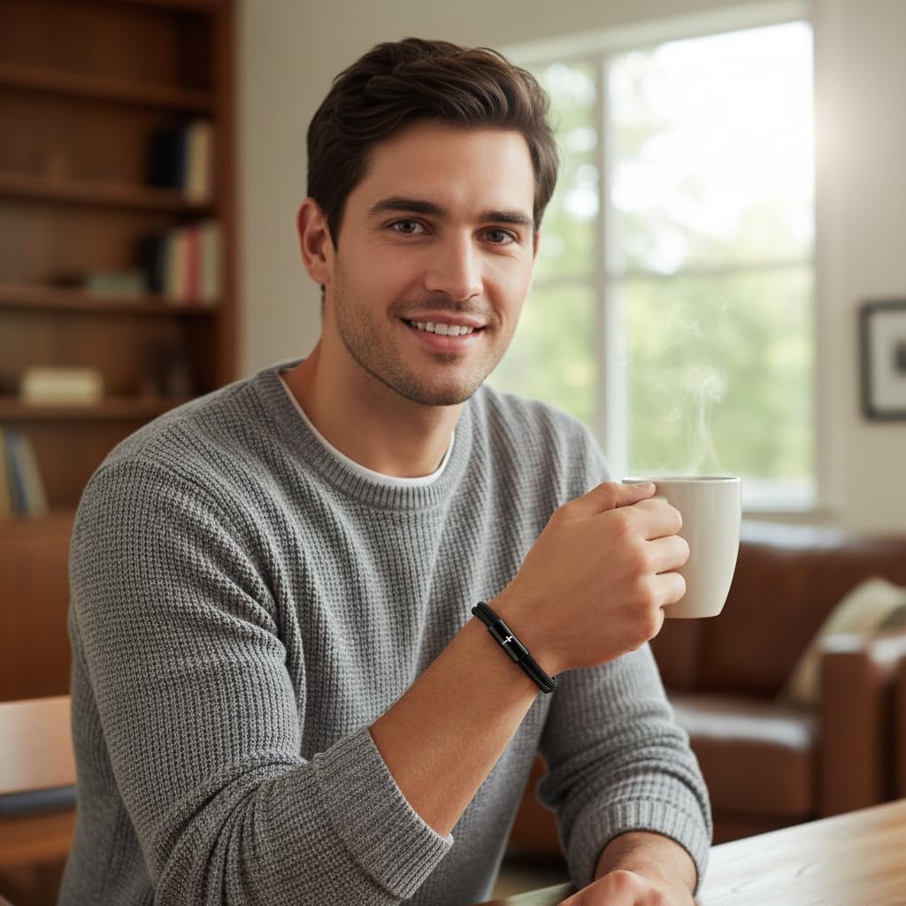 Mens Cross Bracelet as Easter Basket Stuffers for Teens, Soccer Baseball Joshua 1 9 Cross Bracelet Basketball Philippians 4:13 Accessories as Boys Easter Gifts for Sons Baptism Confirmation - Image 5