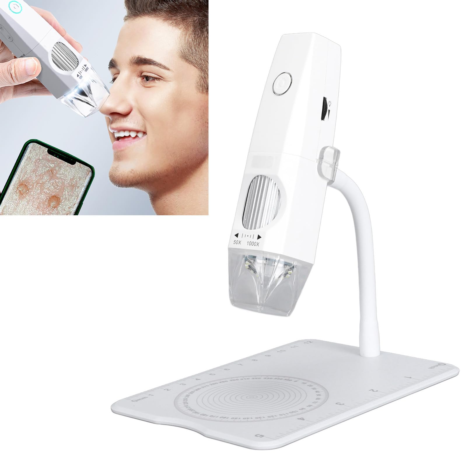 Schimer Microscopio Digitale Wireless Telecamera Portatile per Ispezione Cutanea da 2 MP 1000X per Uso Scolastico a Casa