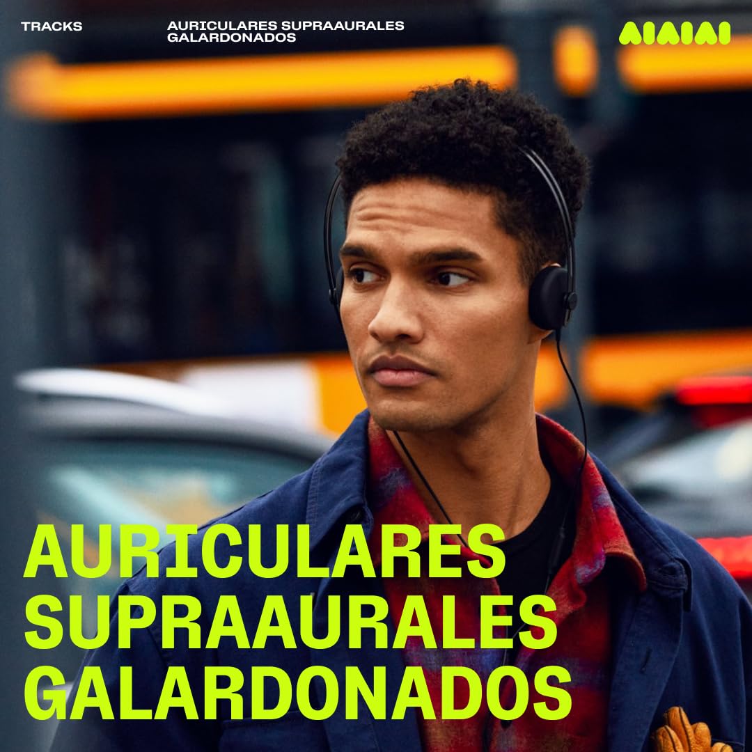 Aiaiai Tracks - Auriculares supraaurales galardonados con Conector Mini Jack de 3,5 mm, Sonido de Espectro Completo, Mando de un botón con micrófono y Diadema de Aluminio