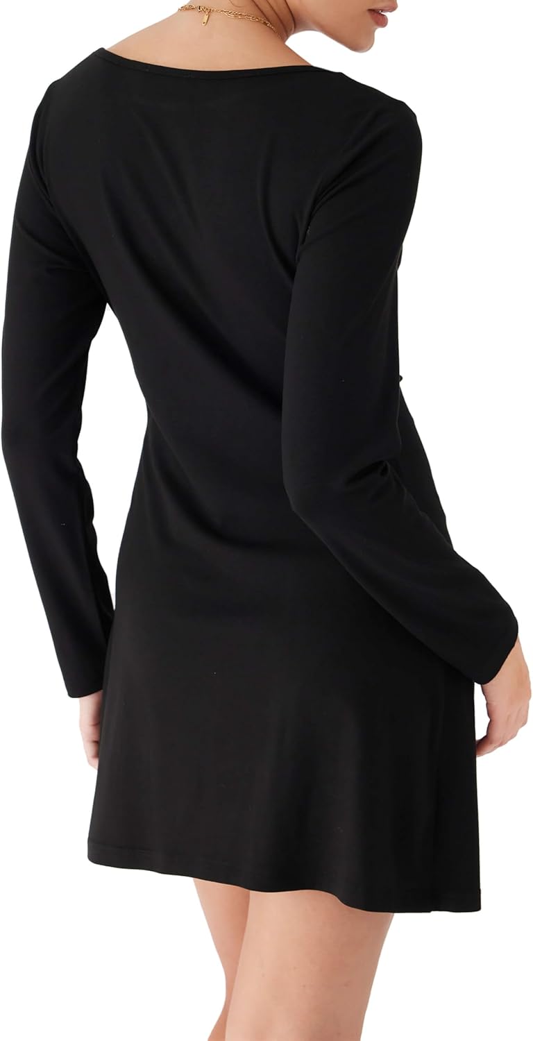 CIDER Long Sleeve Mini Dress Twist Front Casual Party Dress - Image 5