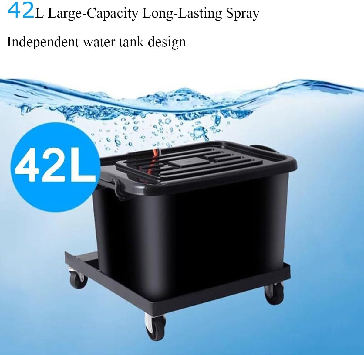 26 In Misting Fan - Portable Camping Floor Fan - Industrial / Commercial Mister Fan - Mist Fan With 42L Capacity Tank - 3 Cooling Speeds Tower Fan - Cooling Fan For Indoor Or Outdoor Use(Size:25.6 in)