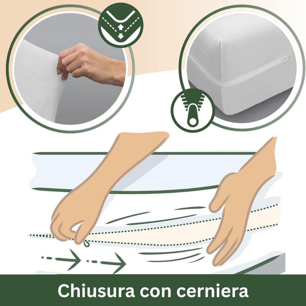 Coprimaterasso In Spugna Microfibra Biestensibile - Bianco, Matrimoniale 160x190/200cm, Lavabile A 60°C - Foto 6