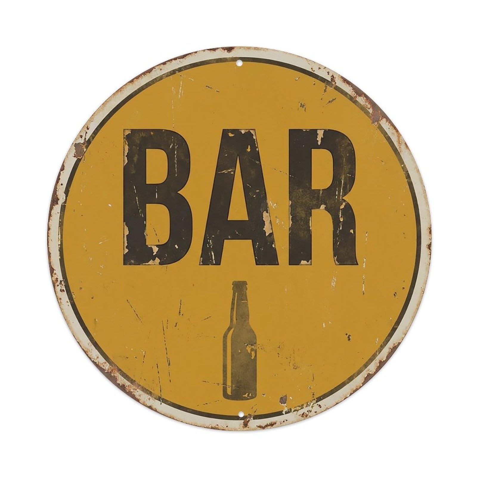 Vintage Beer BAR Mustard Yellow Retro for Pub Metal Tin Sign