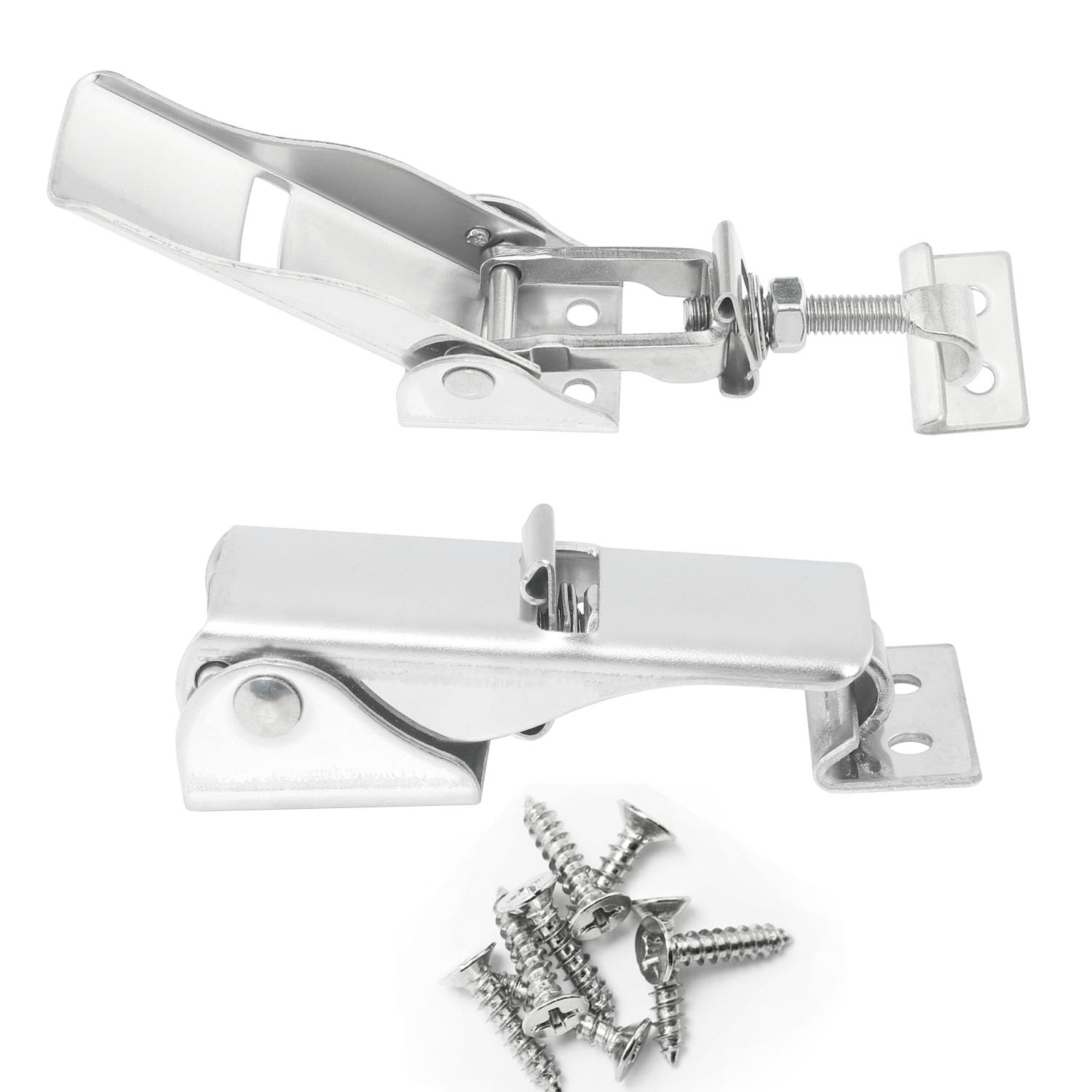 ITROLLE 2PCS Adjustable Latch Buckle Toggle Catch Latch Lock Clamp Adjustable Heavy Duty Stainless Steel Spring Loaded Draw Latch Compression Spring Toggle Latch Lock with screws