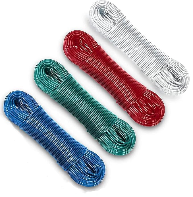 MOOLYAVAAN Products PVC Coated Steel Wire Rope for Drying Clothes/Clothesline, Anti-Rust Multipurpose Wire Rope Length 10 Meter with 2 Plastic Hooks (Multicolour) Pack of 1-image-10