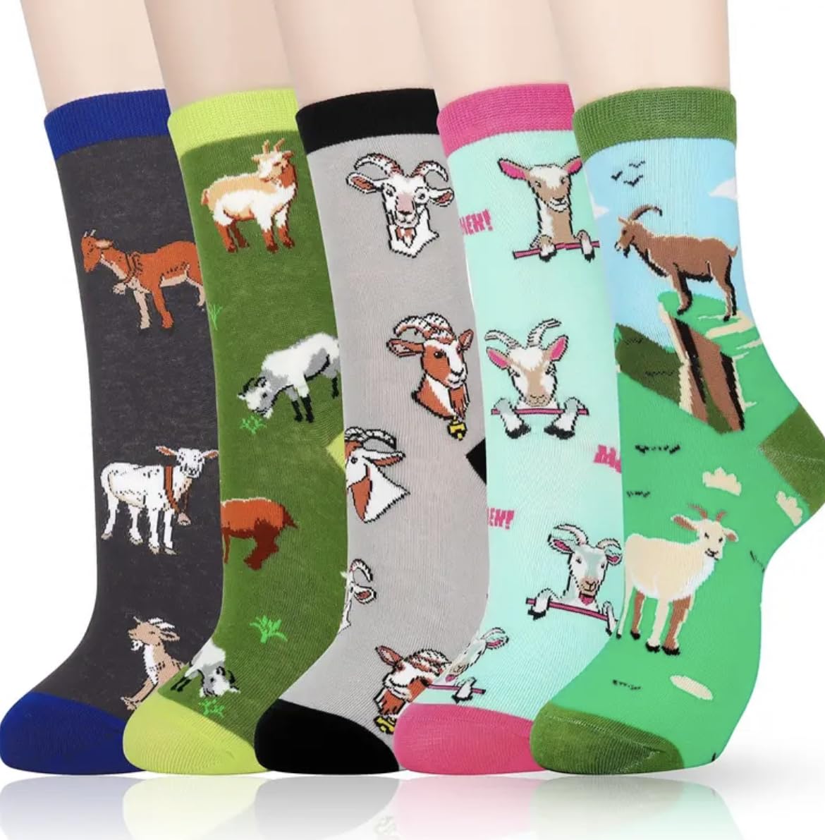Generic Goat Socks Gift Box 5 Pairs of Goat Socks Gift for Goat lover UK Size 4-7
