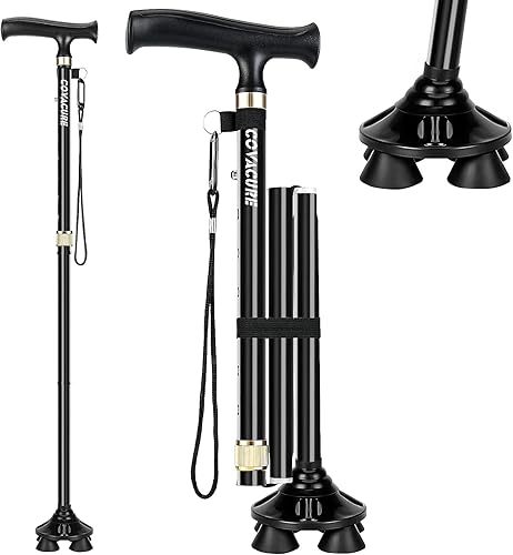 Miniatura 1 de COVACURE Walking Cane for Men & Women - Foldable, Adjustable-Seniors Friendly-Walking Canes with Heavy Duty Pivot Large Base, Aluminum Alloy Walking