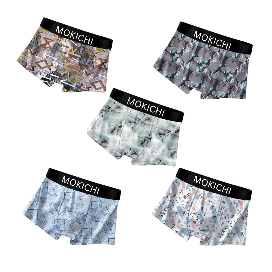 Men's Printed Boxer Briefs Pack of 5 | Soft Stretch Polyester-Spandex Trunks | Breathable Quick-Dry Innerwear | Elastic Waistband | Comfortable Everyday Underwear for Men-picture-28
