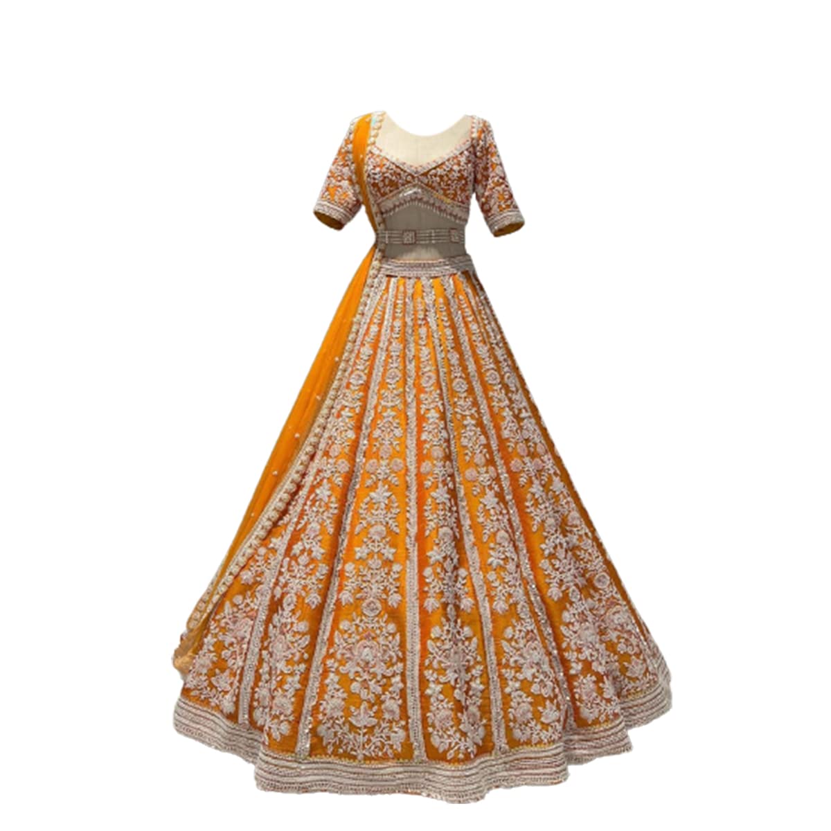 VIKKUTEX Women's Gorgette Semi Stitched Lehenga Choli In Multicolour Colour SF108ver-24