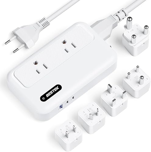 Miniatura 1 de BESTEK Adaptador de convertidor de corriente 220V a 110V Convertidor de voltaje Adaptador de salida internacional con 6A 4 puertos USB de carga y