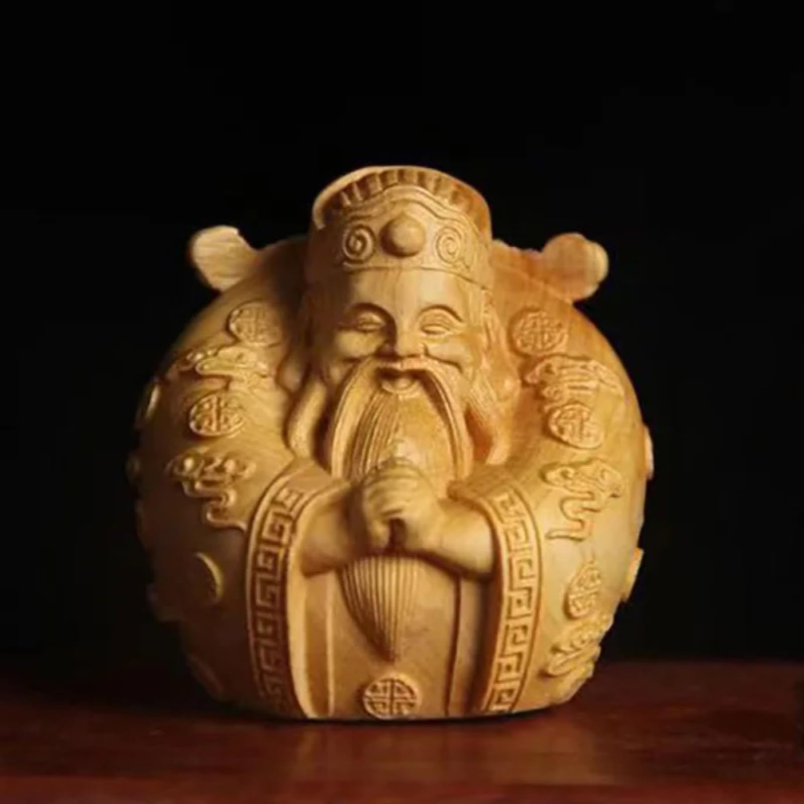 Aottsd Guanyin Statue Wood Carved Altar Feng Shui Worship Tabletop Figurine 20Cm