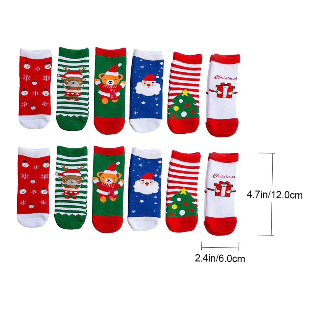 OUNONA 6paires Chaussettes Garçon Fille Coton Chaudes Noël Motifs Variés Antidérapantes pour Hiver