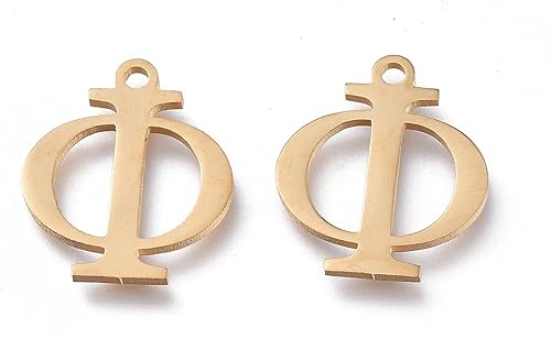 Miniatura 7 de Dijes de acero inoxidable 304 con letras griegas del alfabeto griego, dijes de alfabeto de metal, varios lotes a granel, dijes de letras para hacer