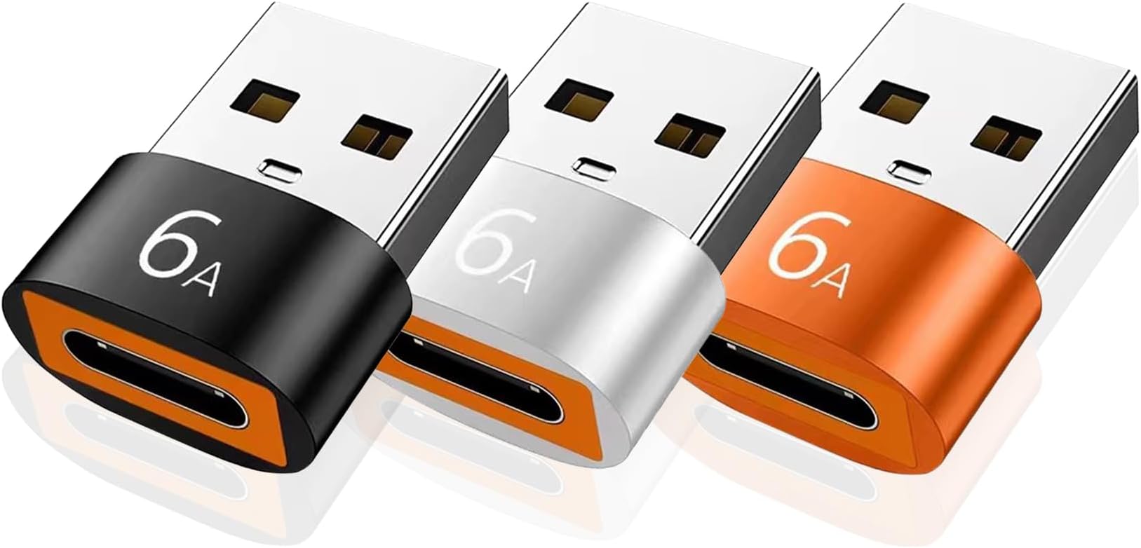 USB to USB C 6A Type C Female to USB 3.0 A Adapter Charging Cable Converter for Quick Charge and Data, Pack of 3