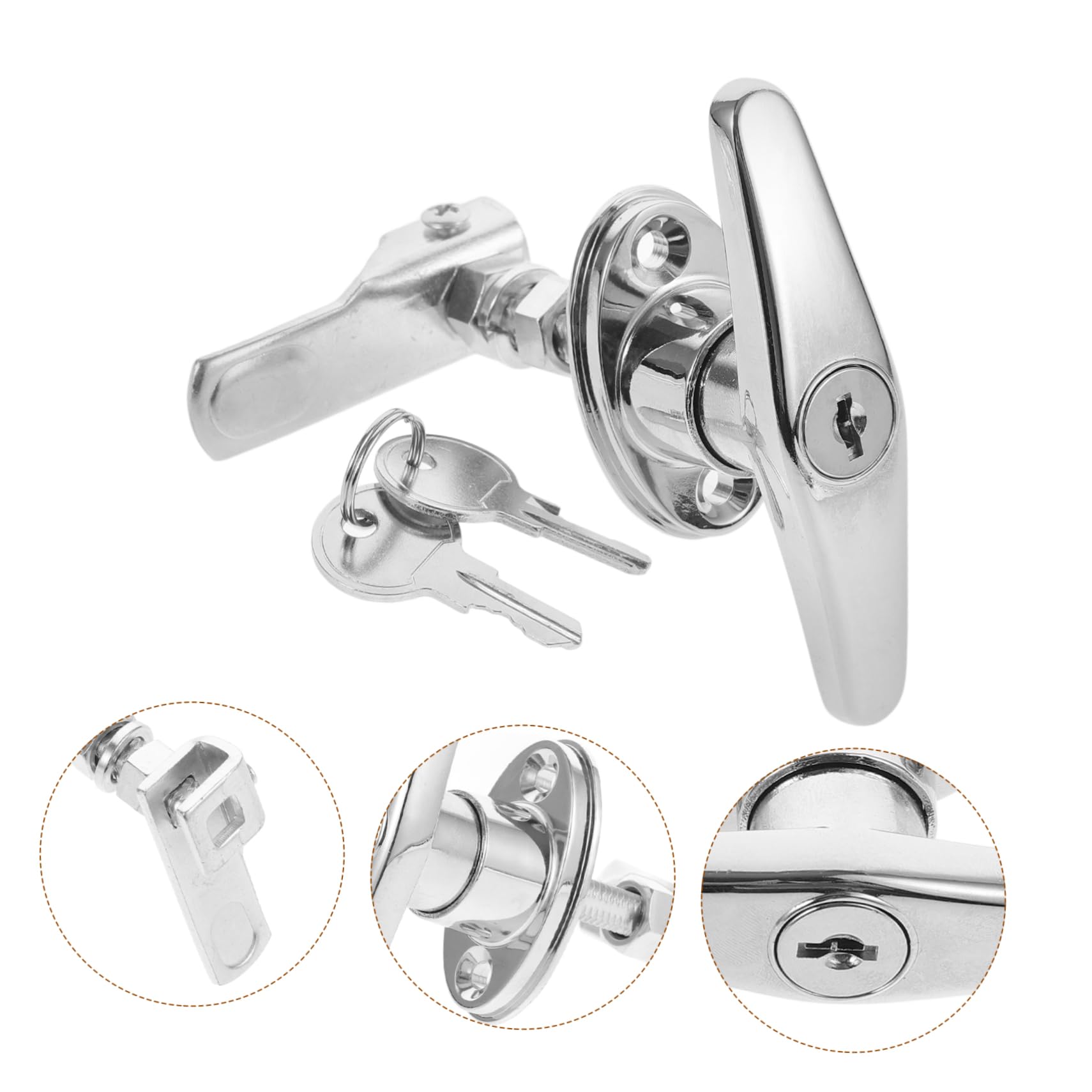 SHINEOFI 4 Set Serratura maniglia porta armadio elettrico armadio con chiave serratura cassettiera per cassetto per vetrina Lega di zinco Silver