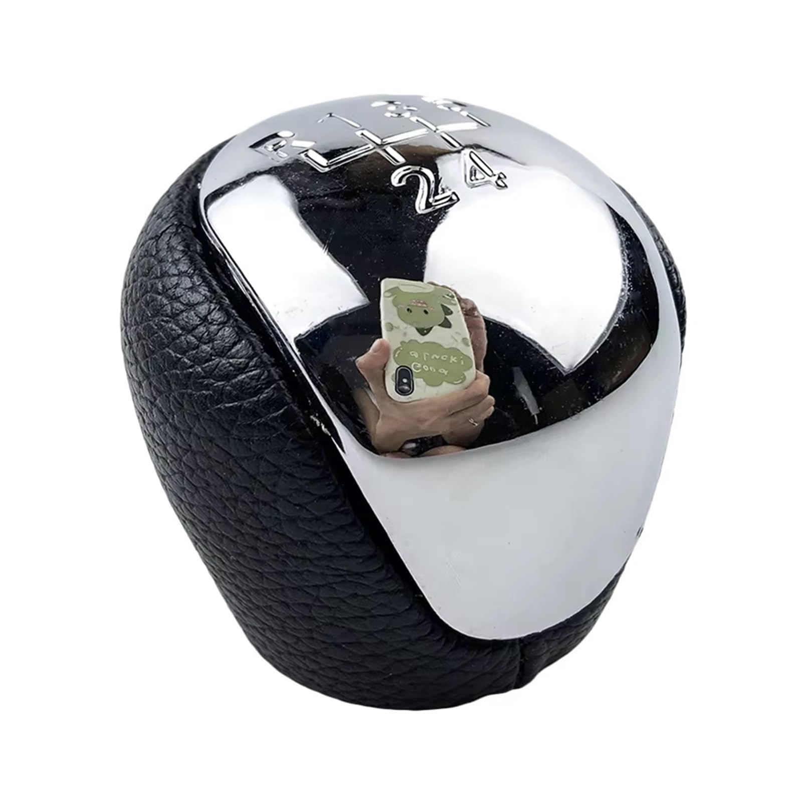 GHQFROP Transmission Gear Shift Knob for Kia for Forte for Soul for Touring I30 Leather Gear Shift Knob Lever Shifter Head Car Gear Stick Knob(Chrome Silver)