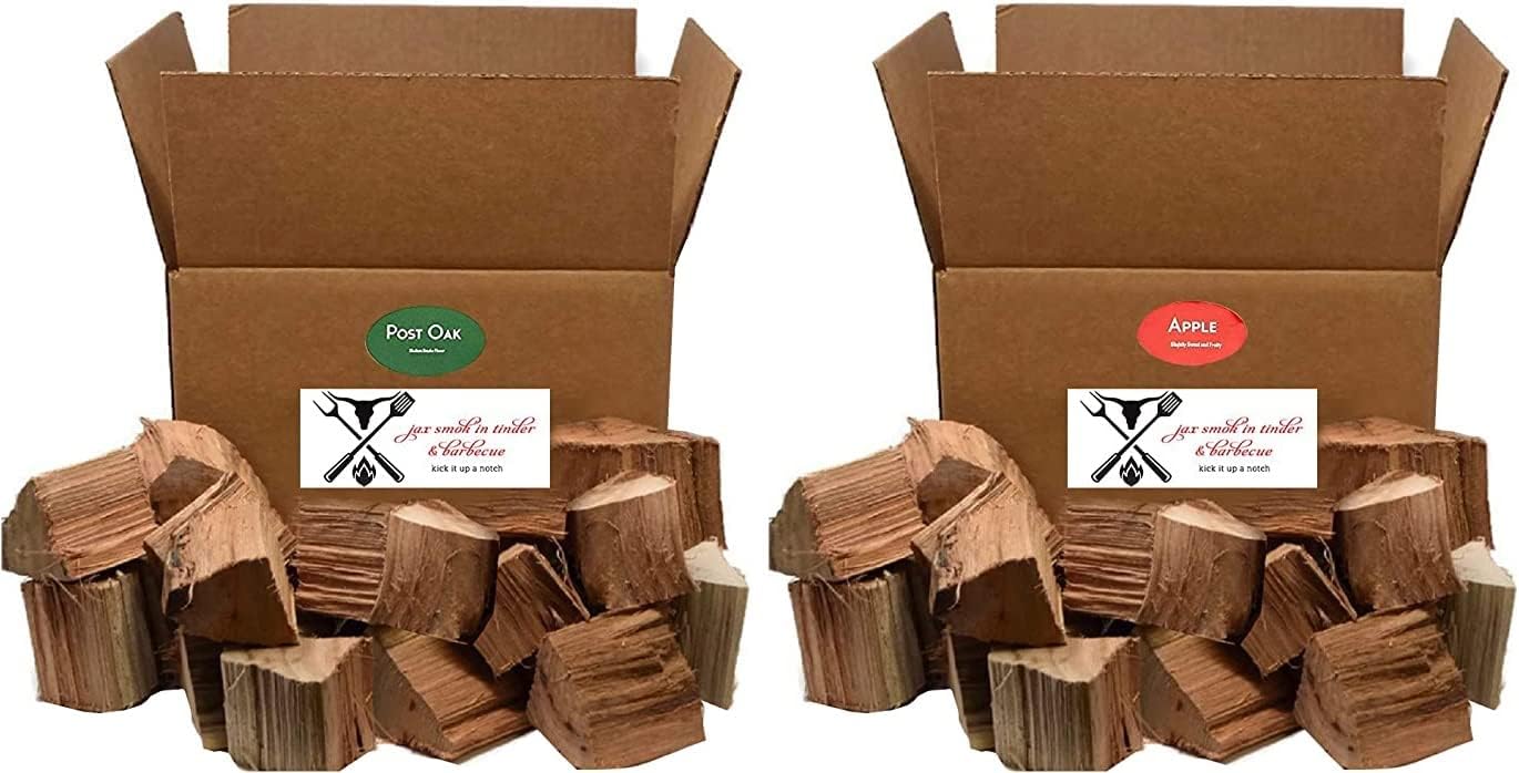 Cattleack Smok'in Tinder Premium BBQ Wood Chunks for Smoking and Grilling- Approximately 10 lb Shipped in 12" x 9" x 7" Box -100% All Natural Kiln Dried Smoking Wood Chunks, USA (Apple & Post Oak)