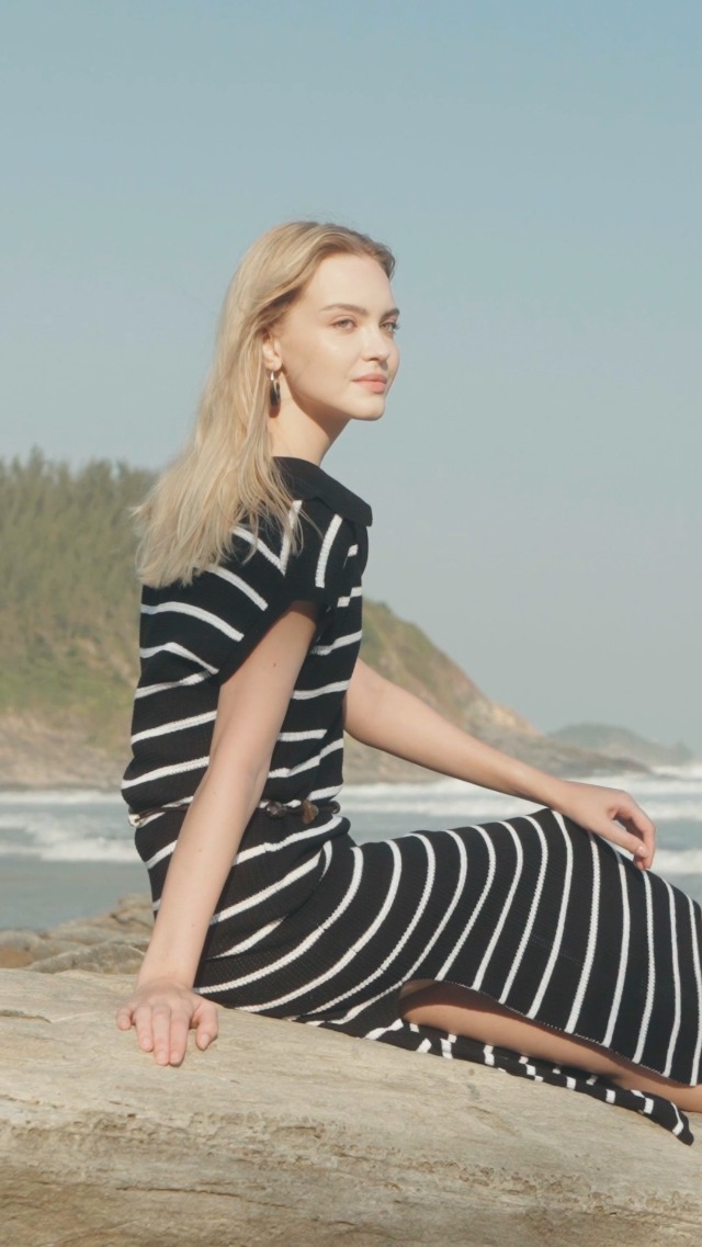 Saodimallsu Womens Striped Summer Dresses Short Sleeve V Neck Knit