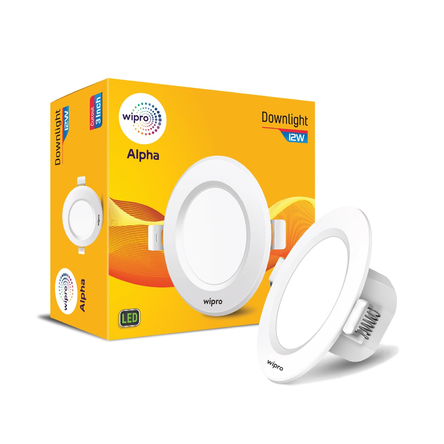 Wipro Alpha 12W Round Downlight Junction Box | Cool Day White (6500K) | Glare-Free Design |Recessed Down Light for False Ceiling | Cutout - 3 Inch | Pack of 1-picture-31