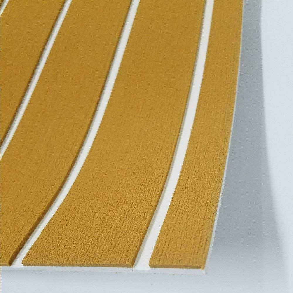 Pavimentazione Antiscivolo Pavimentazione in Schiuma Eva Tappetino in Teak Tappeto Autoadesivo per Barca Yacht 6mm Marrone con Linee Bianche