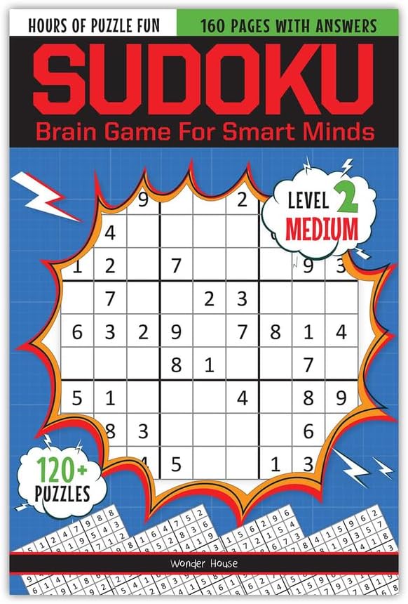 Wonder House Books Sudoku - Brain Games For Smart Minds Level 2 Medium : Brain Booster Puzzles for Kids, 120+ Fun Games