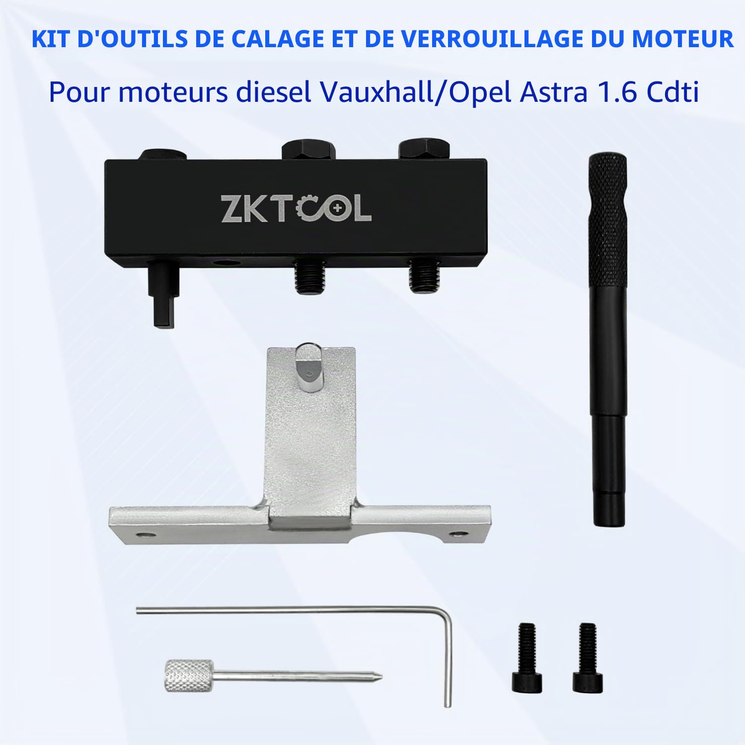 ZKTOOL Kit d'Outils de Verrouillage d'Alignement du Moteur Diesel Compatible avec Opel 1.6 Cdti, Outils de Calage de l'arbre à Cames et de la Chaîne de Distribution du Moteur, OEM KM 6130 KM 6349